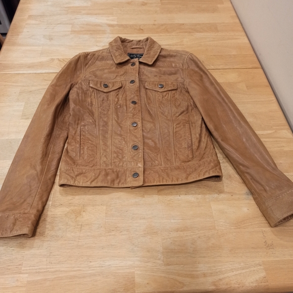 LUCKY BRAND women's Leather Trucker Jacket. SZ XS - Picture 11 of 16
